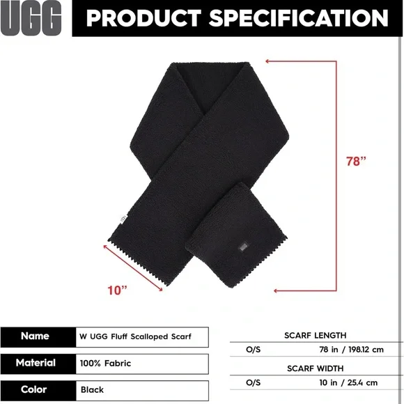 UGG Black Women’s Uggfluff Scalloped Scarf